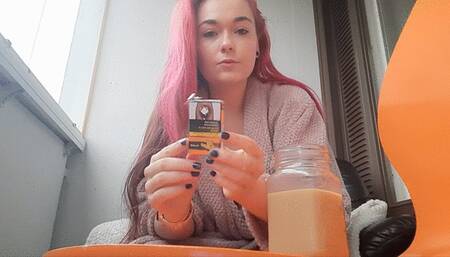 Showing off my feet Smoking my morning cig and enjoying a coffee