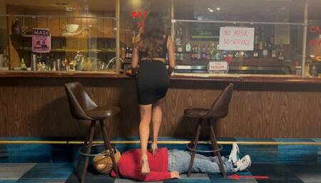 Mistress Giselle Night Out at bar BallBusters