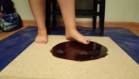 Bunni Stuck Barefoot in Black Glue Trap