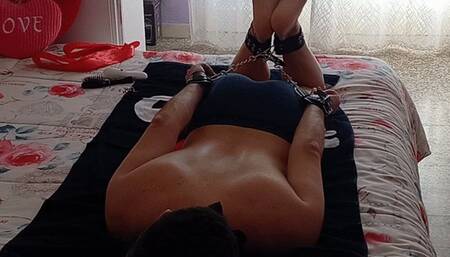 Poor boy hogtied, blindfolded and tickled