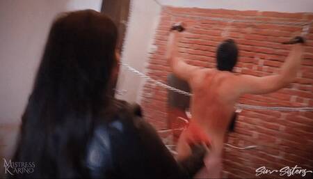 Corporal punishment with two Dommes