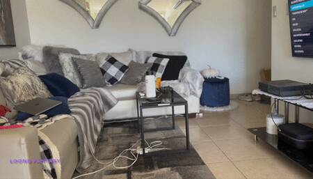 Owllete plays with yoga ball and deflates it