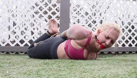 Vivica tightly bound and gagged in a brutal bondage hogtied on the patio 2-12-23HDmp4