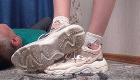 Young hottie in short dress tramples old aged fetishist, vf2599x 1080p