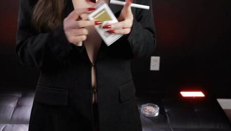 Smoking in Blazer and Boots