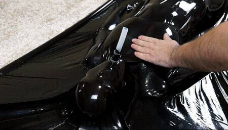 Breathing games and pinching for Sonya in a vacuum bed