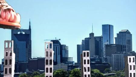 Giantess Plays with Tiny City