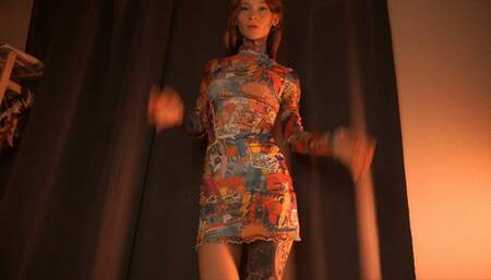 Petite ginger striptease and masturbation