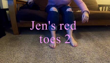 Cum on Jen's red toes 2