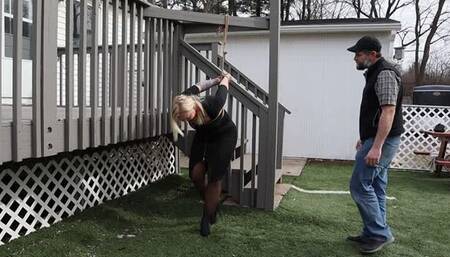 Vivica Outdoor Strappado Bondage in Exposed Boobs and Crotch Rope 2-12-23HDmp4