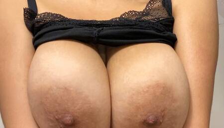 Tits bouncing, playing and squeezing