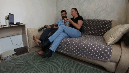 Sensual hot kissing with my boot slave