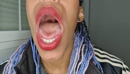 spit bubbles and tongue