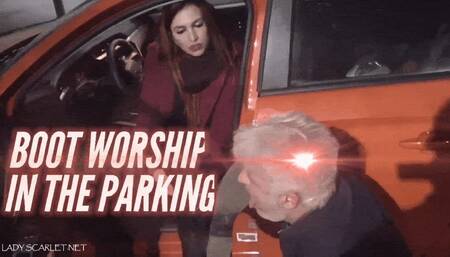 Lady Scarlet - Boot worship in the parking