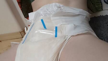 Rubbing Until I Cum Over The Waistband of My Soggy Diaper