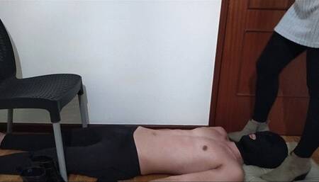 Trampling and changing boots on my carpet