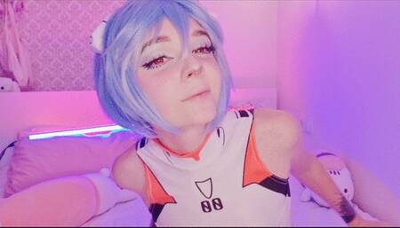 Rei Ayanami cums with dildo in pussy 1080