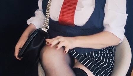 Sexy smoker MILF has a job interview and smokes excitedly and intensely for her future boss