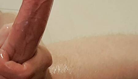 Jerking my cock with oil