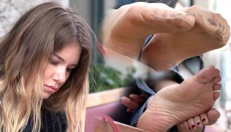 Nylon socks cover Teresa's dirty feet and soles - 12299