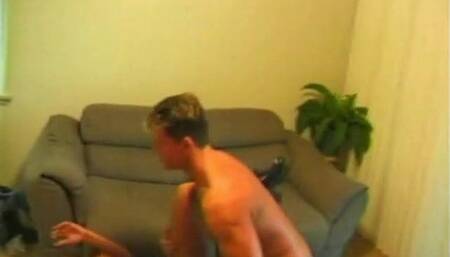 Blonde with big jugs gets fucked hard on the couch