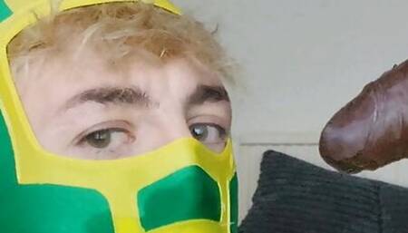 Kick Ass Cosplay Deepthroat Roleplay, Mask Fetish POV