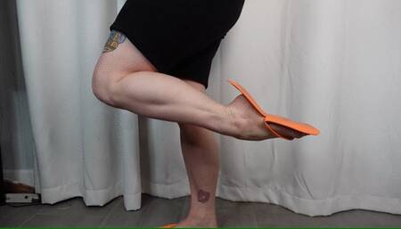 Calf Muscle Flex in Orange Flip Flops WMV 1080 Silent Clip
