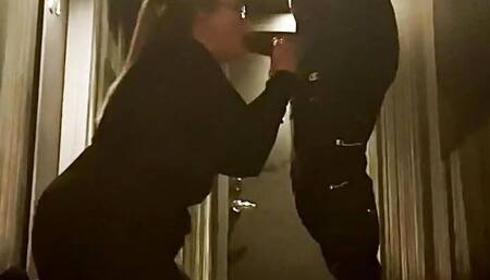 Thick White Wife Sucks BBC In Hotel Hallway Than Fucks