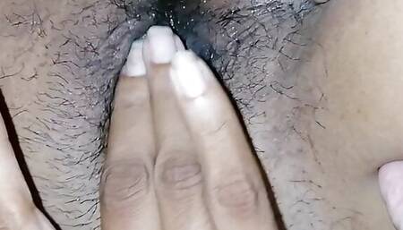 Musterbate and squirting pussy and moaning and fingering before inserting penis with wet juicy pussy