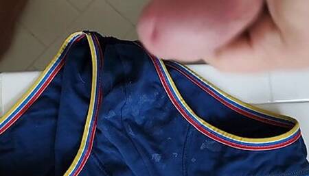Jerking off into briefs