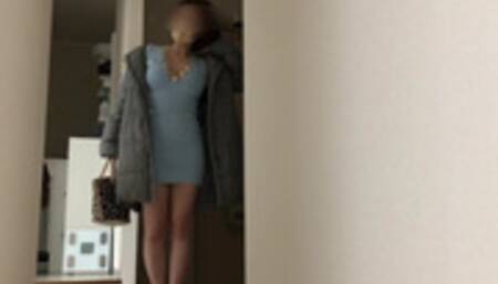 perverted MILF with big tits comes home after being picked up by a young guy and cumming inside her