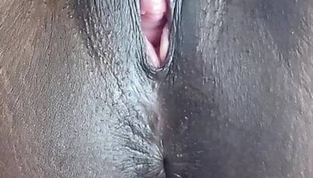 Pretty black wet fat clit