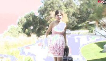 Curvy Latina hoe with natural boobies getting an booty creampie