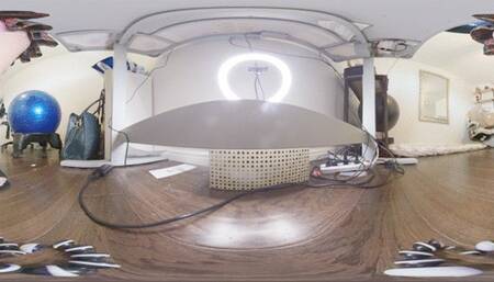 Nude pantyhose at her desk 360vr