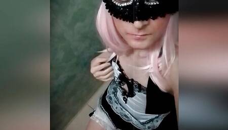 Mysterious masked trans girl shows herself