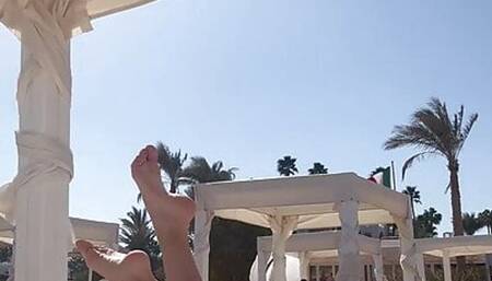 relax in beach juicy ass and feet