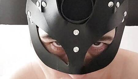 I give a blowjob to my big BBC dildo, masked and with fishnet gloves.  LiaKahn hot amateur spanish milf