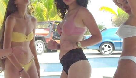 skinny girl penetrates another one with a dildo belt, gives her a hardcore GGmansion