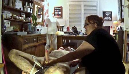 Naked man tied with legs in the air- 2 of 2 Cam 1-BBW domination,BBW bondage,male bondage,man in bondage,amateur,man tied up,handjob,strapped down,edging,edged,suspension,post cum play,polishing,ruined orgasm,bound and gagged man,post orgasm torment,