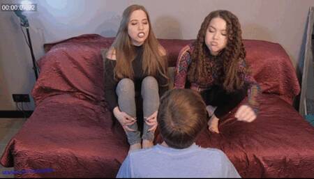 0023RB Goddess Bertie and Rebecca Submit your dirty face schmuck! We will spit on you! Suck our fingers)