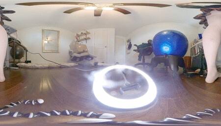 Watching her in nude pantyhose from behind 360vr