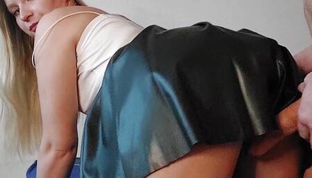 I fuck a bitch in her wet pussy. Cum in pussy. Sexy skirt