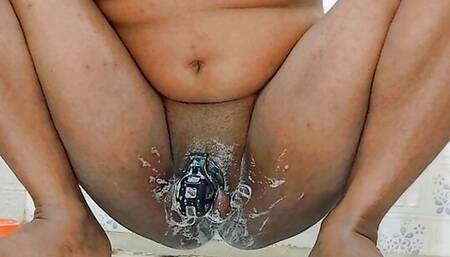 Desi sissy pee and finger like a girl