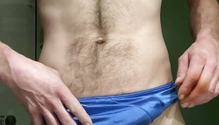 Blue satin panties