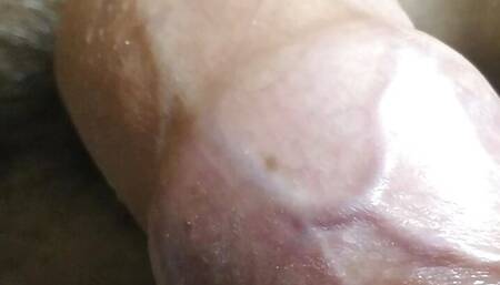 Close up penis and squeezing precum