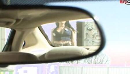 Long Breasts cunt with mouth in latex boots stockings and a police costume