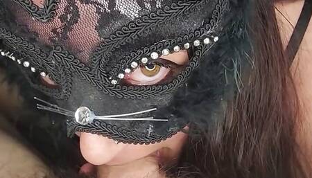 Miss69Peach swallows hard cock in a deepthroat blowjob