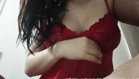 Babe JOI with a French amateur dark hair