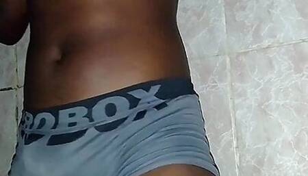 Young man masturbating in the bathroom part one