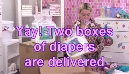 Yay! Two boxes of diapers are delivered